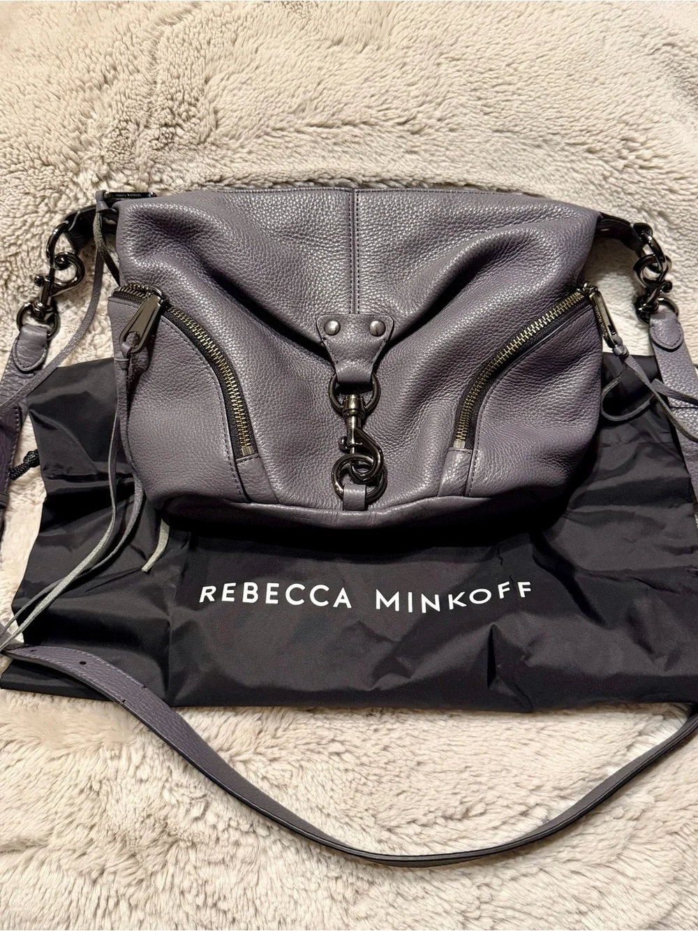 Rebecca Minkoff Julian Pebbled Leather Crossbody Bag - Charcoal Gray
